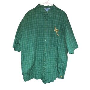 Rocawear Mens 3X Button Up Shirt Green Checkered‎